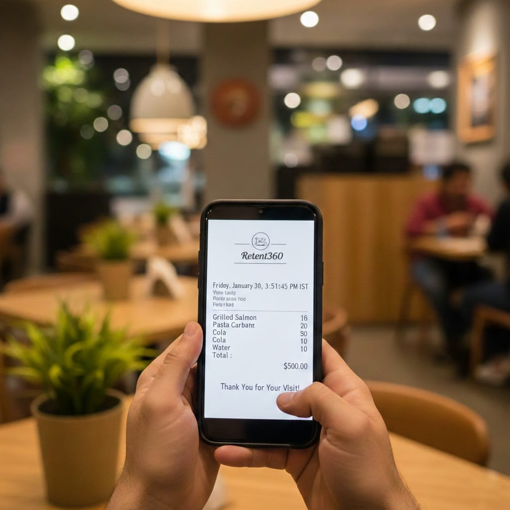 Customer scanning QR code with smartphone